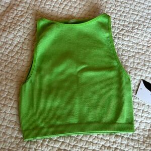 NWT! Love Poem by Block Crop Boatneck Ribbed Tank Brami in Avocado Green - S/M